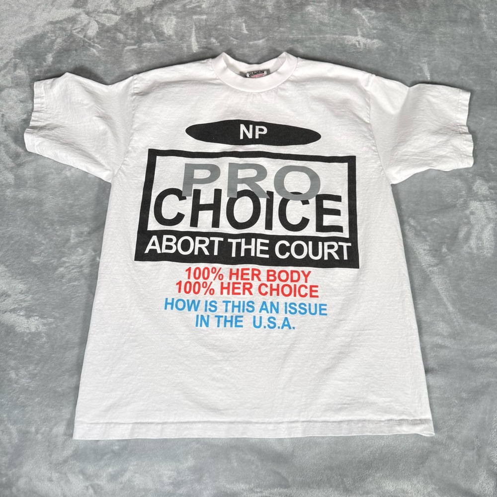 Pro Club Pro Choice Abortion T Shirt Mens L Slim Fit Crewneck White